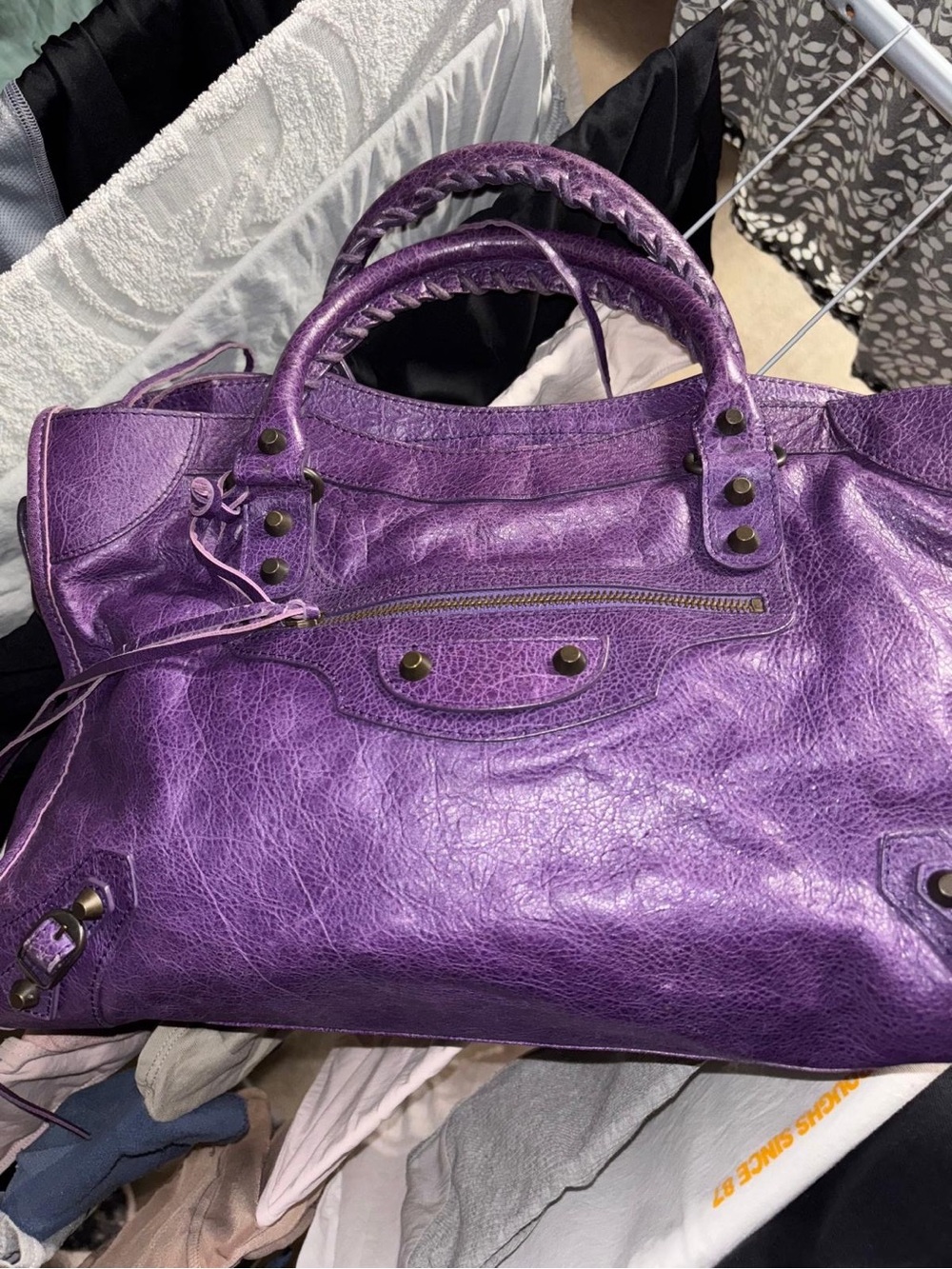Vintage Balenciaga Raisin/ Violet Leather Purple Classic City Bag